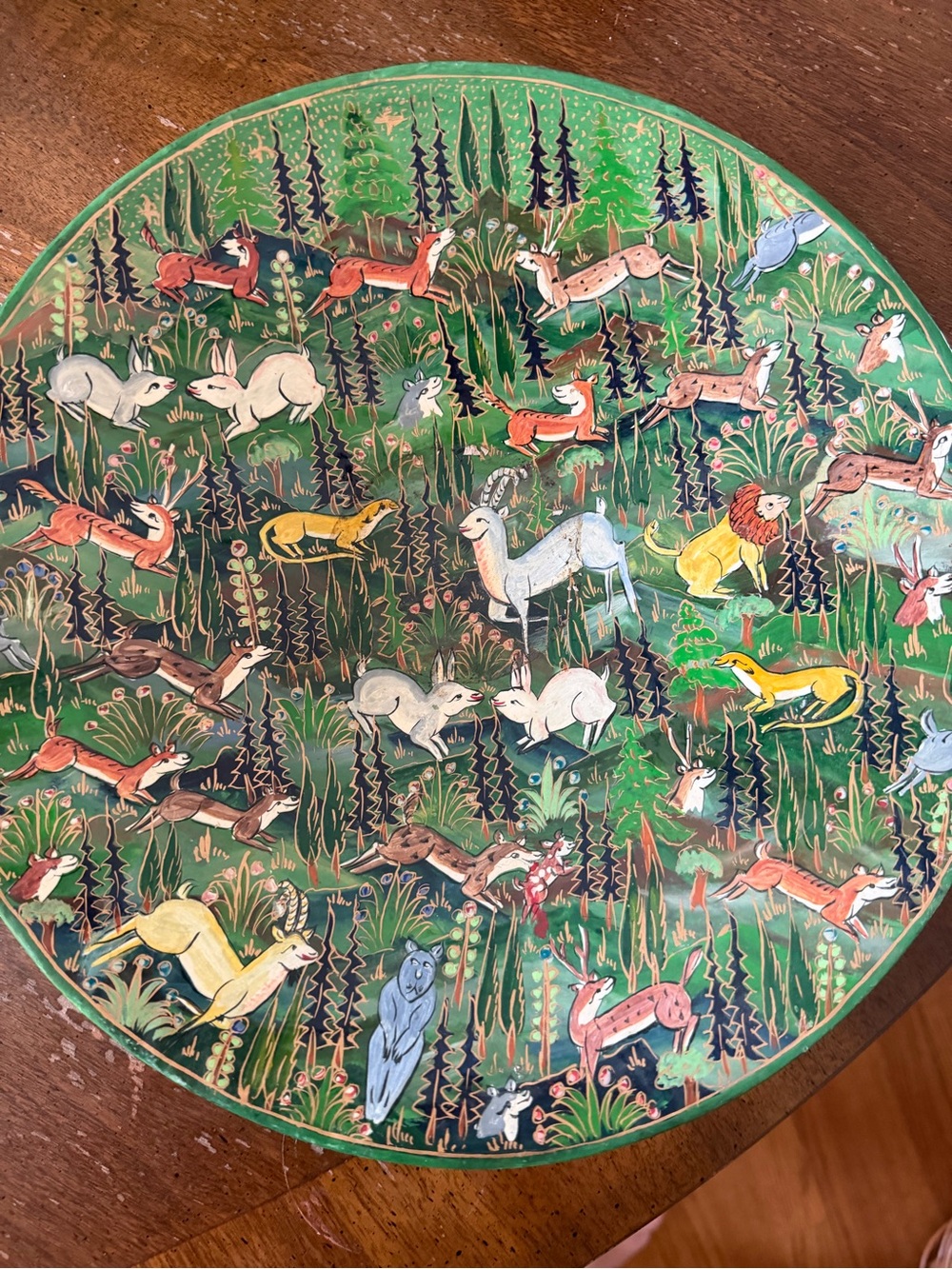 Vintage paper mache wall plate decor